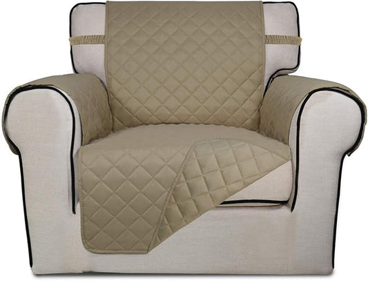 PureFit Reversible Chair Sofa Cover Dog Couch Covers for Sofa, 25.5 in | Beige/Beige, Water Resistant Couch Protector, Washable Pet Couch Cover with Non Slip and Elastic Straps For Kids by PureFit