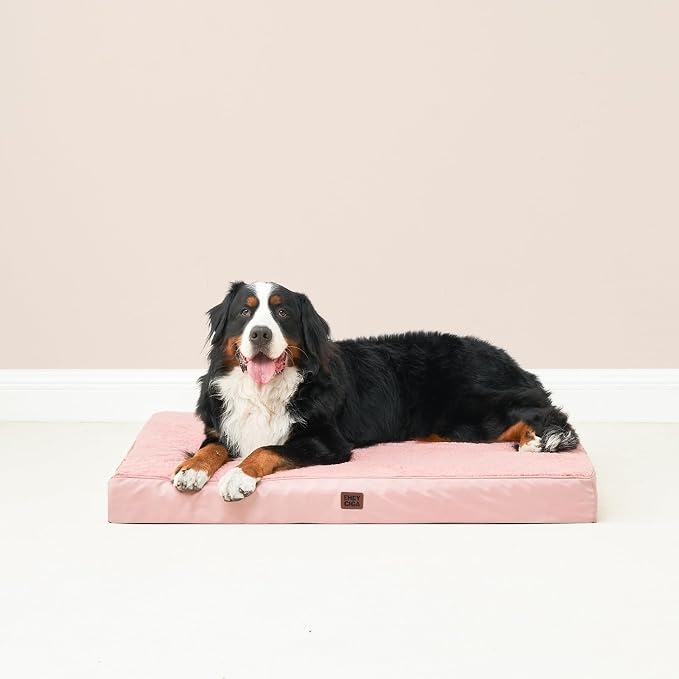 EHEYCIGA Orthopedic Dog Bed Large with Removable Washable Cover, 44IN Pink | Egg Crate Foam Support, Durable Oxford fabric, Non-Slip Bottom, Machine Washable, Soft Waterproof Plush Pet Bed Mat For Crate - Image 8