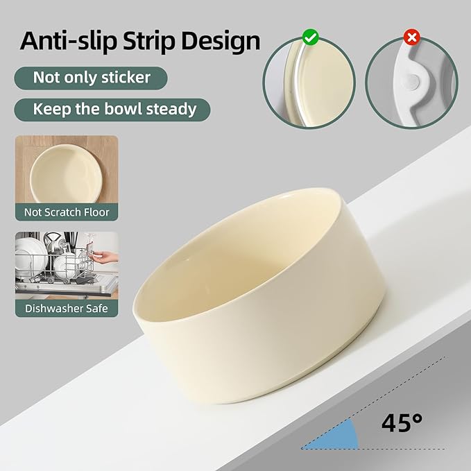 Havniva Elevated Dog Bowls Ceramic Dog Bowls with Stand, Dog Food Bowl | 8.3” Raised Dog Bowls with Non-Slip Wood Stand, Dog Food and Water Bowl Set, Dog Feeding Bowls for Large Dogs - Image 3