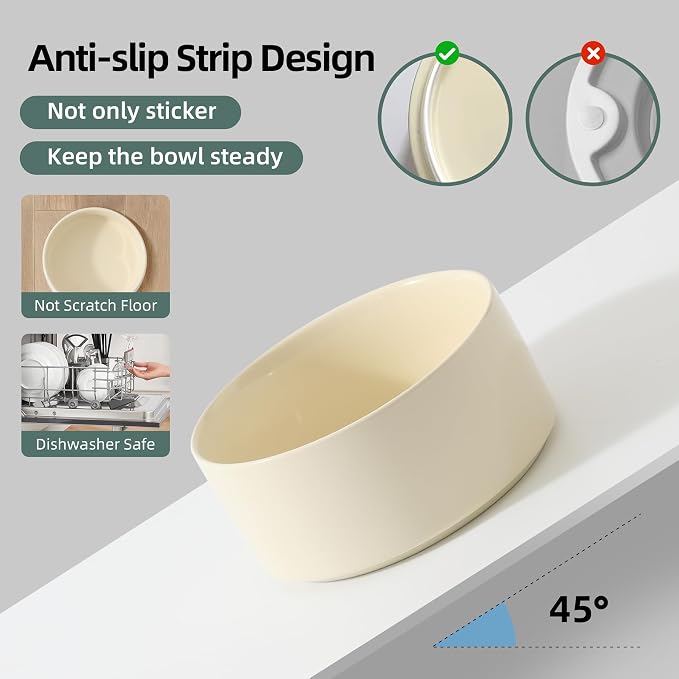 Havniva Elevated Dog Bowls Ceramic Dog Bowls with Stand, Dog Food Bowl | 8.3” Raised Dog Bowls with Non-Slip Wood Stand, Dog Food and Water Bowl Set, Dog Feeding Bowls for Large Dogs - Image 3