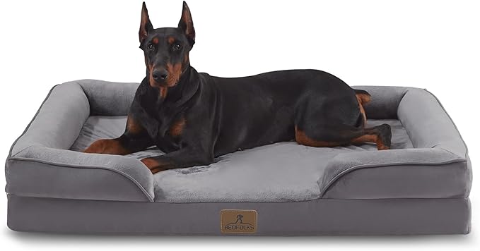 Bedfolks Orthopedic Dog Bed, Waterproof Dog Sofa Bed for Extra Large Dogs, Egg Foam Pet Couch Bed with Removable Washable Cover and Nonslip Bottom, Dark Grey by Bedfolks