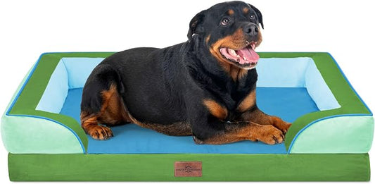 Comfort Expression Orthopedic Dog Bed for Extra Large Dogs with Bolster | Waterproof Dog Couch Bed with Washable Cover & Non-Slip Bottom, Supportive Egg Crate Foam XL Pet Bed, 45x35 Inch by ComfortExpression