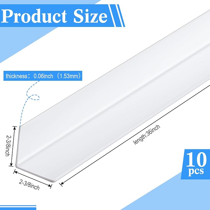 Sasylvia 10 Pcs 2-3/8 x 36 Inches Wall Corner Protector Guards, Avoid Scratching Scuffs, White Vinyl Corner Trim Molding, Easy to Install & Cleaning for Door Countertop Furniture Cabinet Protection - Image 2