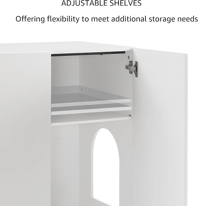 unipaws Tall Cat Litter Box Enclosure for Tall or Top Entry Litter Box | Hidden Litter Box Cover with Shelves, Kitty Enclosed Litter Box Cabinet, Cat Box Furniture - Image 5