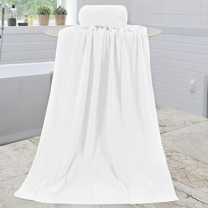 JML Microfiber Bath Towels Set of 2, 30" x 60", White | Oversized, Soft, Super Absorbent, Fast Drying for Shower Sauna Swimming Hair Wrap - Image 8
