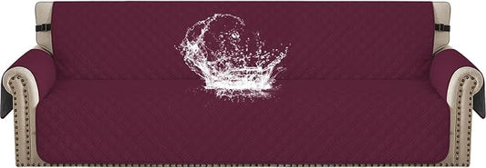 Waterproof Couch Cover for Pets Large, Sofa Covers for 3 Cushion Couch Washable, Non Slip Couch Covers for Dogs with Side Pockets, Quilted Couch Covers (Oversized Sofa, Burgundy) by CYCMACOHOME