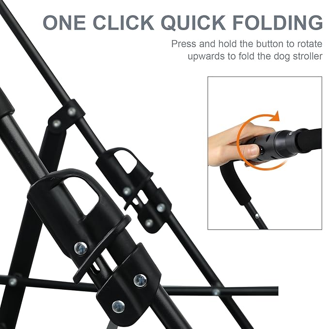 3 in 1 Pet Dog Stroller for Small Medium Dogs 10-50 lbs, Foldable Cat-Strollers for 2-Cats with Removable Carrier, Pet-Strollers for Cats with Storage Bag, Small Puppy-Stroller, Dog-Cart (Brown)