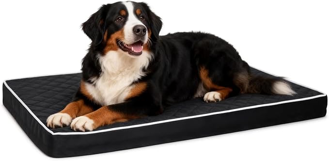 NUPIDA Orthopedic Dog Beds for Extra Large 48 inch Dog Crate Bed Waterproof Pet Kennel Pad with Removable Washable Cover and Non-Slip Bottom, 47x29 Inch, Black by NUPIDAPet%E2%80%99sHome