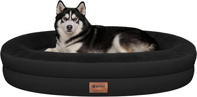 Waterproof Orthopedic Dog Bed for Extra Large Dogs, Black | Supportive Crate Foam Relieves Joint Pressure, 360°Bolsters, Waterproof Inner,Washable Cover, Non-slip Bottom by Wozoke