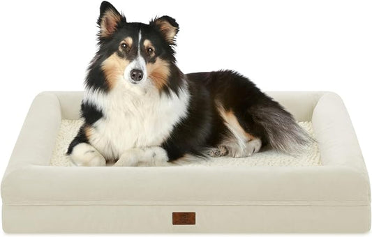 Orthopedic Dog Bed Waterproof Pet Sofa for Large Sized Dogs | 360 Degree Bolster Support, Egg Crate Foam, Waterproof Liner, Non-Slip Bottom, Machine Washable Cover, 36 x 27 Inch by Yiruka