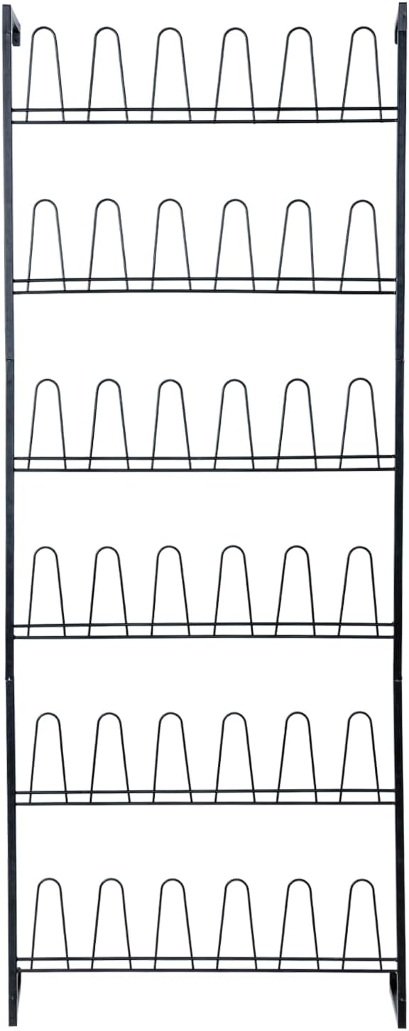 MyGift 70 Inch Black Metal Wall Mounted Shoe Rack with 36 Hooks | Holds 18 Pairs, Efficient Vertical Design, 36 Hanging Points, Slim Profile, Small Space Solution, Easy Access Setup - Image 7