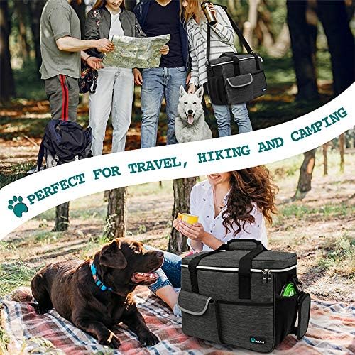 PetAmi Dog Travel Bag Organizer, Pet Travel Kit with 2 Food Containers & 2 Collapsible Dog Bowls, Pet Supplies Tote with Luggage Sleeve, Weekend Road Trip Camping Essentials, Dark Gray, Large - Image 6