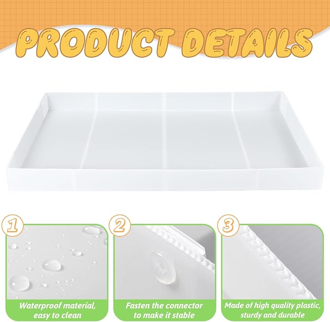 Wenqik 2 Pcs Guinea Pig Cage Liner Corrugated Plastic Cage Liner Base 2 x 4 Panel Size Guinea Pig Cage Bottom for Small Animals Hedgehogs Rabbits Cages Tray, 55 x 27 Inch(White) - Image 4