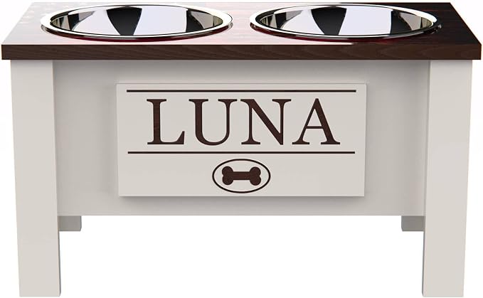 Elevated Dog Bowls for Large Dogs, Personalized Food Stand for Large Breed | Farmhouse Style, Elevated Wood Stand, Storage Container, Stainless Steel Bowls, Raised Anti-Slip Feeder, Made in USA - Image 3