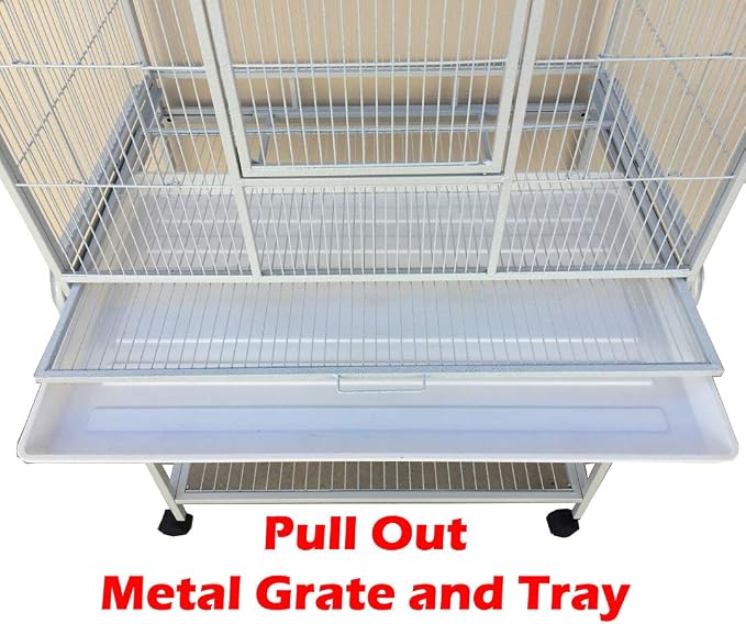 64" Extra Large Wrought Iron Breeding Flight Canary Parakeet Cockatiel Lovebird Finch Cage Side Nesting Doors Easy Clean Pull Out Tray with Removable Rolling Stand - Image 6