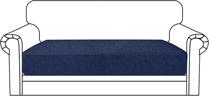 MAXIJIN Waterproof Couch Cushion Covers Individual Love Seat Cushion Cover Stretch Sectional Sofa Slipcovers with Elastic Bottom for Dogs Pets (1 Piece for Loveseat, Navy Blue) by MAXIJIN