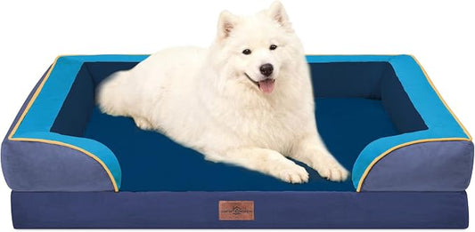 Comfort Expression Orthopedic Dog Beds for Large Sized Dog with Bolster | Waterproof Dog Couch Bed with Washable Cover & Non-Slip Bottom, Supportive Egg Crate Foam Large Pet Bed, 36x27 Inch by ComfortExpression