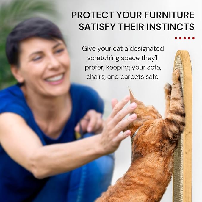 7 Ruby Road Cat Wall Scratcher, Indoor Sisal Scratch Pad Board | Aesthetic Cat Scratcher, Wall-Mount or Floor Use, Solid Rubberwood Frame, Helps Protect Furniture - Image 6