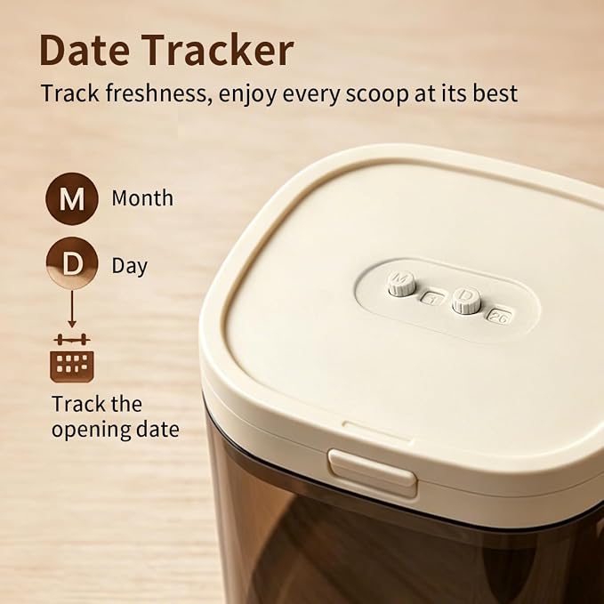 Airtight Food Storage Container with Magnetic Scoop & Built-in Leveler, 1200ML Coffee Storage Container with Date Tracker, BPA Free UV Blocking Food Container for Coffee Beans, Ground Coffee, Tea - Image 3