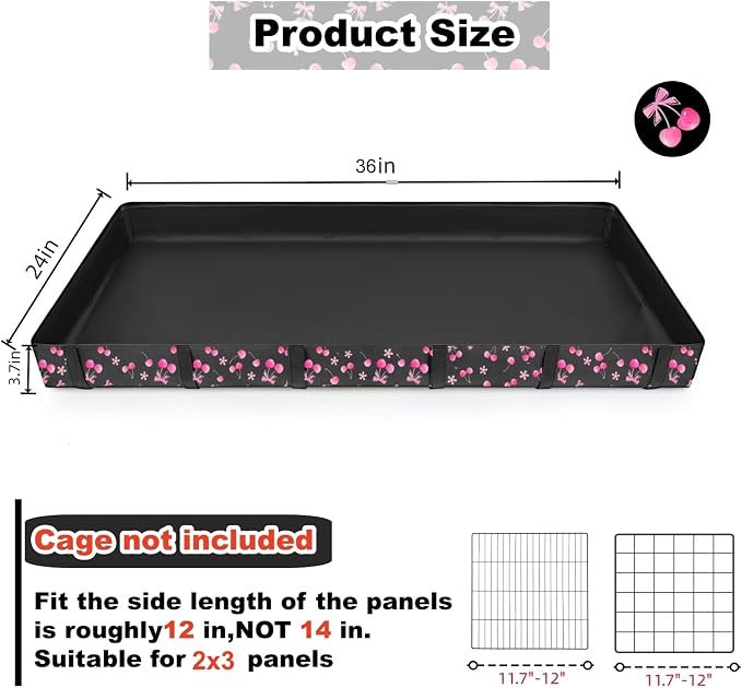 DZWLKJ Waterproof Guinea Pig Cage Liner,Washable Tarp Bottom Base,Cherry Graphic,24"x36", Reusable for Rabbit, Chinchilla, Hedgehog, Ferret & Other Small Animals. - Image 2