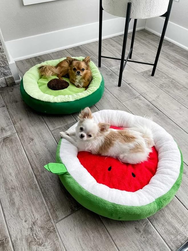 TONBO Soft Plush Small Cute and Cozy Watermelon Dog Cat Bed, Washer and Dryer Friendly (Watermelon) - Image 5
