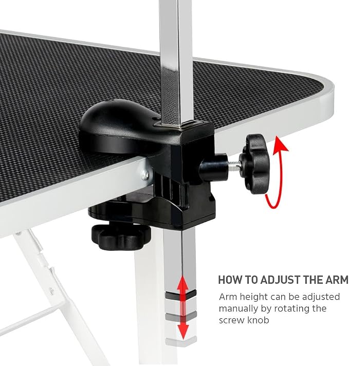 Yaheetech 36'' Dog Grooming Table, Pet Foldable Grooming Table w/Double Loops/Mesh Tray/Adjustable Arm, Black - Image 8
