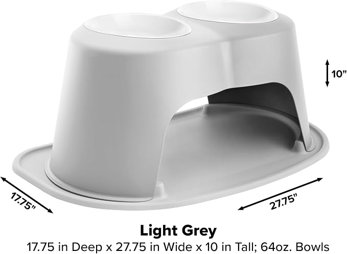 WeatherTech Double High Pet Feeding System w/Plastic Dog/Cat Bowls - 10" High Stand Light Grey (PDHC6410LGLG) - Image 5
