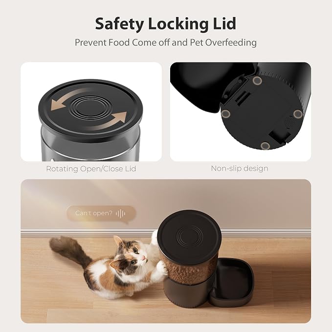 IMIPAW Automatic Cat Feeder, 5G WiFi Food Dispenser with APP Remote Control, Pet Dry Food Smart Feeder, Programmable Timed Feeding, Dual Power Supply, 1-10 Meals, Desiccant Bag, Stainless Steel Bowl - Image 7