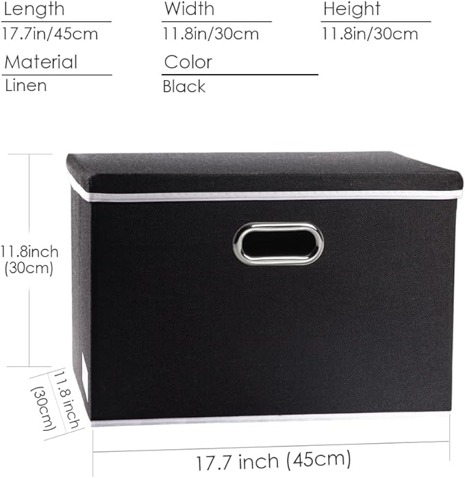PRANDOM Large Foldable Storage Boxes with Lids [5-Pack] Organizer Containers Baskets Cube with Cover for Home Bedroom Closet Office Black17.7x11.8x11.8 For 6+ Year Old Boys and Girls - Image 6