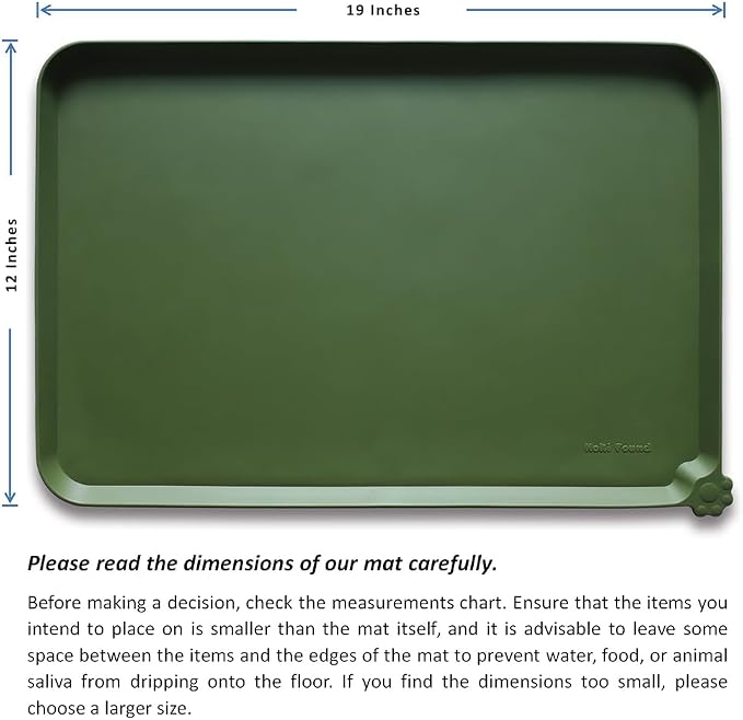 Hoki Found Silicone Pet Food Mat - High-Lips Dog Cat Bowl Placemat - Waterproof, Dark Olive - Image 5