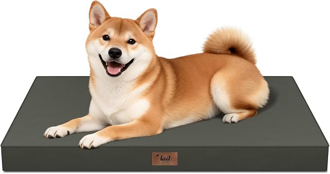 Outdoor Waterproof Orthopedic Dog Bed for Medium Size Dogs | Egg Crate Foam for Joint Support, Fits 36x23 Crates, TPU Waterproof Layer, Machine Washable 1680D Oxford Cover, Up to 50 lbs by TailStories