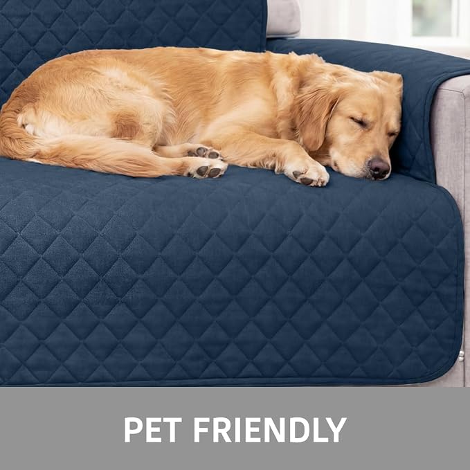 Sofa Shield 100% Waterproof Couch Cover with Patented Straps, Slip & Stain Resistant Furniture Protector, Machine Washable Sofa Slipcover for Dogs Cats Pets Kids, 23 inch Seat, Armchair, Navy Blue - Image 9