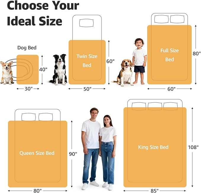 LOOBANI Waterproof Blanket for Bed, Flannel Twin Size 60"x80", Yellow | Double-Side Leak-Proof, Reversible, Stain-Proof Cover for Sofa Bed Protection, Ideal for Rest Movie Time, Camping, Travel - Image 8