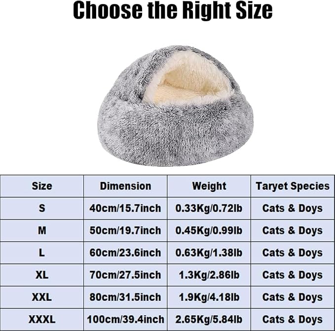 Keep Warm Lapcatz Nest Bed, Cat Bed Round Fluffy Hooded Cat Bed Cave, Anti-Slip Bottom and Machine Washable,Removable Washable Round Beds for Small Medium Pets (Pink,Medium) - Image 7