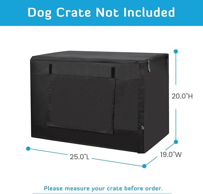 HONEST OUTFITTERS Dog Crate Cover, 24 Inch Dog Kennel Cover for Medium and Large Dog, Heavy Duty Oxford Fabric,with Double Door, Pockets and Mesh Window (25L x 19W x 20H, Black) - Image 2