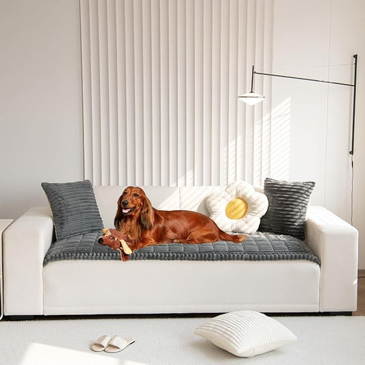 Mitid Sofa Cover Fuzzy Couch Cover for Pet, Couch Covers for Dogs Pets Mat | Washable Non-Slip Sofa Slipcover Cushion Protector Pets Friendly Mat, Dog Couch Cover, Square Couch Covers for Dogs Non Skid by Mitid