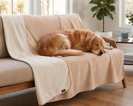 Catalonia Waterproof Bed Blanket, Washable Reversible Furniture Protector | Camel/Taupe Double-Sided Fleece, Leakproof Protection for Bed, Sofa and Couch, Resists Spills, Stains and Everyday Messes by Catalonia