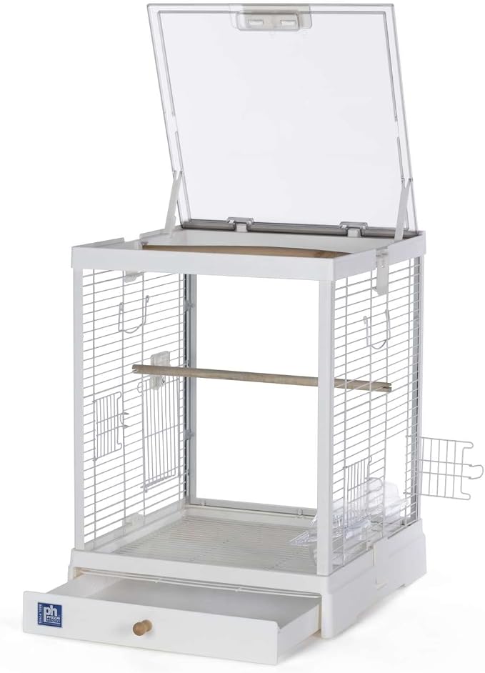 Prevue Pet Products Clear View Glass Bird Cage Crystal Palace for Small Birds - White Frame - Image 10