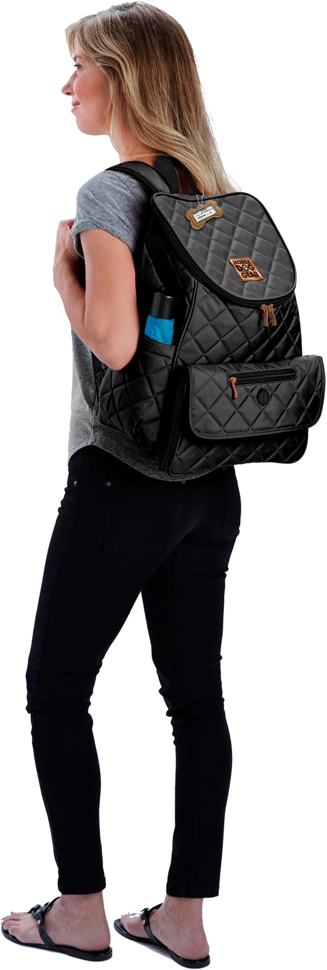 Mobile Dog Gear: Weekender Backpack - Black - Quilted Pet Travel Bag Holds Dog Accessories, Food Carriers, Silicone Bowls, Built-In Feeding Placemat - Image 5