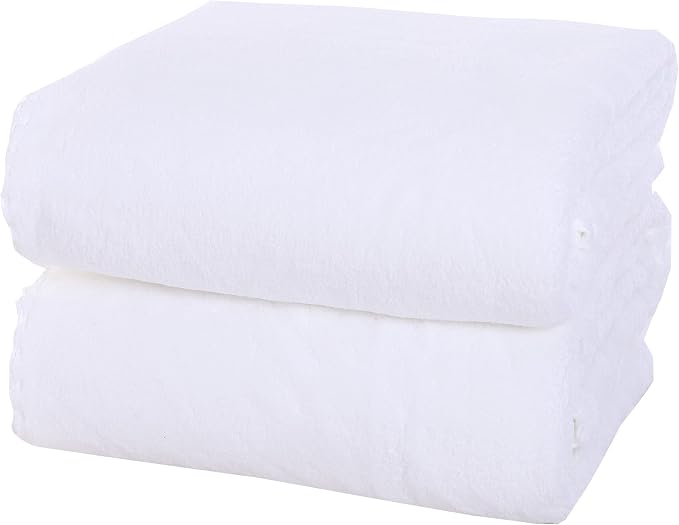 MOONQUEEN 2 Pack Premium Bath Towel Set - Quick Drying - Microfiber Coral Velvet Highly Absorbent Towels - Multipurpose Use as Bath Fitness, Bathroom, Shower, Sports, Yoga Towel (White) by MOONQUEEN