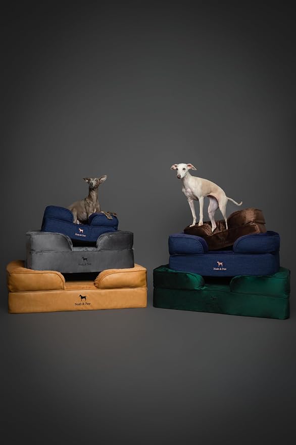 NOAH & PAW Dog Bed, 28x23x11 Inch, Orthopedic Dog Beds for Medium Size Pets, Eggshell Memory Foam Infused with Cooling Gel, Inner Cover, Water Resistant, Machine Washable (Denim Sofa Collection) - Image 9