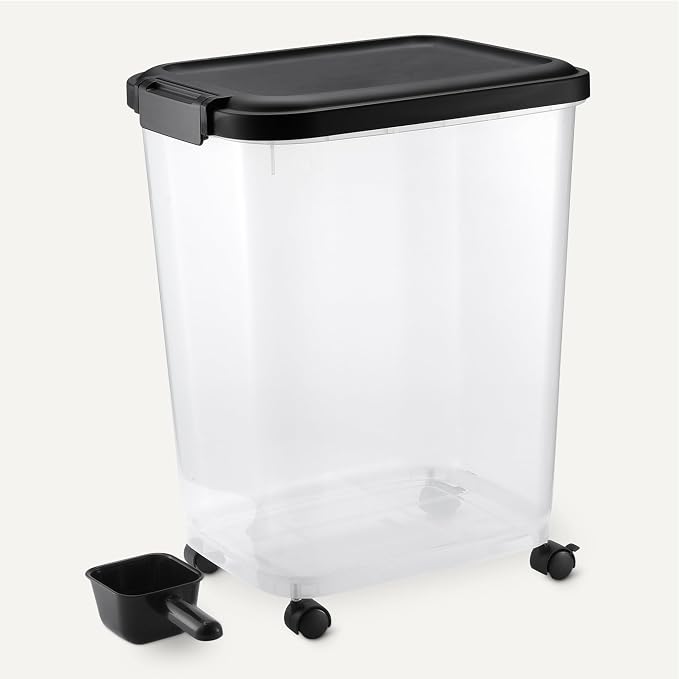Amazon Basics Pet Food Storage Container with Wheels, BPA-Free, Detachable Scoop, 30lbs Capacity, Reliable Seal - Image 4