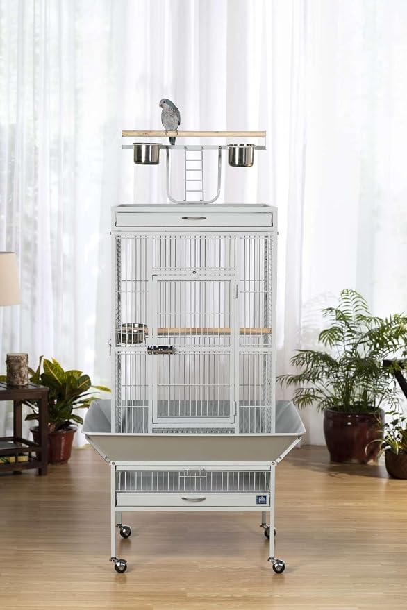 Prevue Pet Products Wrought Iron Select Bird Cage - Large Steel Cage with Rolling Stand and Seed Guards, Durable Design, Ideal for Conures and Medium Birds - Pewter Hammertone - Image 3