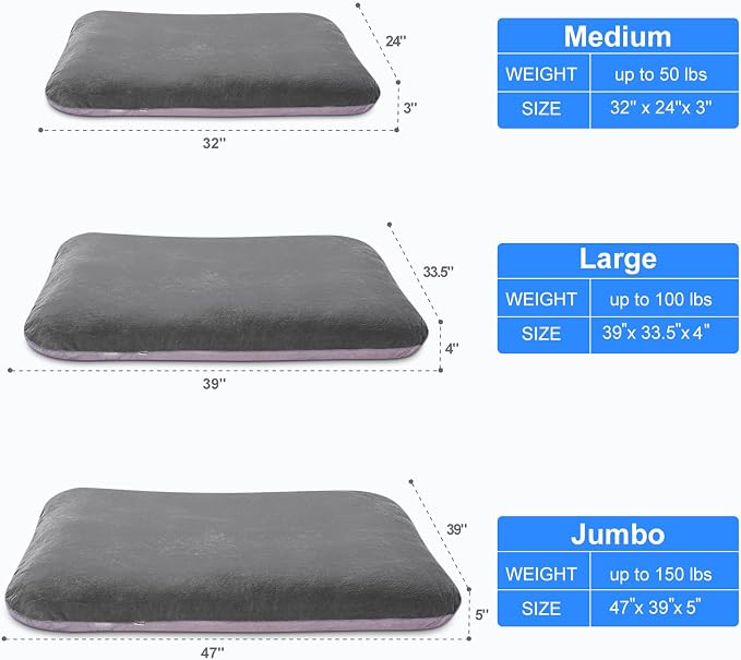 Magic Dog Super Soft Large Dog Bed, 39 Inches Orthopedic Foam Pet Beds with Anti Slip Bottom, Dog Sleeping Mattress with Removable and Washable Cover, Grey - Image 6