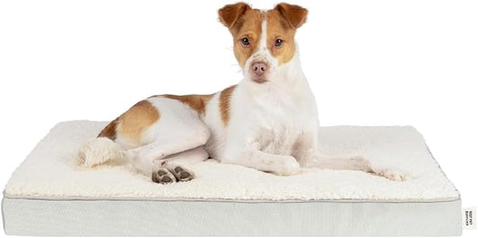 Best Pet Supplies Orthopedic Dog Bed with Memory Foam, Washable Dog Crate Mat for Small, Medium & Large Dogs, Thick Mattress for Crates, Kennels or Floor, Waterproof Pet Bed - Beige, 41 x 29 x 4 by BestPetSuppliesLLC