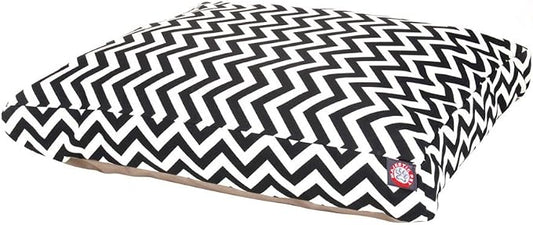 Majestic Pet Chevron Rectangle Dog Bed Washable – Non Slip Comfy Pet Bed – Crate Bed with Removable Washable Cover – Kennel Bed for Sleeping, Polyester Fiber, Large, Black by MajesticPet