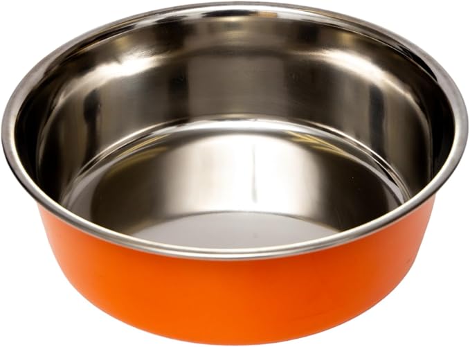 Country Living Set of 2 Heavy Gauge Stainless Steel Dog Bowls - Non-Skid, Durable & Rust-Resistant - Perfect for Food & Water - Vibrant Orange, 64 oz Capacity - Image 7