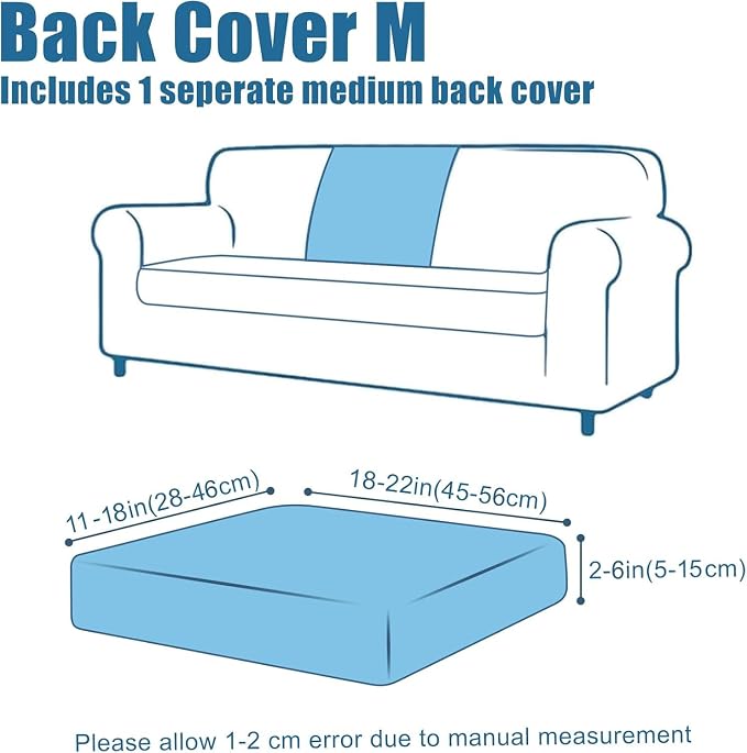 Smiry Waterproof Couch Cushion Covers, Non Slip Seat Cushion Covers | Stretch Jacquard Chaise Lounge Sofa Slipcover, Washable Elastic Furniture Protector for Pets, Back Cover M, Taupe - Image 6