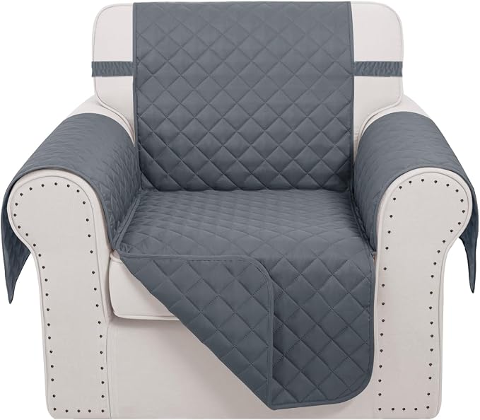 Reversible Recliner Chair Covers, 23" Chair, Dark Blue | Chair Covers for Living Room with Elastic Straps, Water Repellent, Chair Protectors Covers for Dogs by LuxshareHome