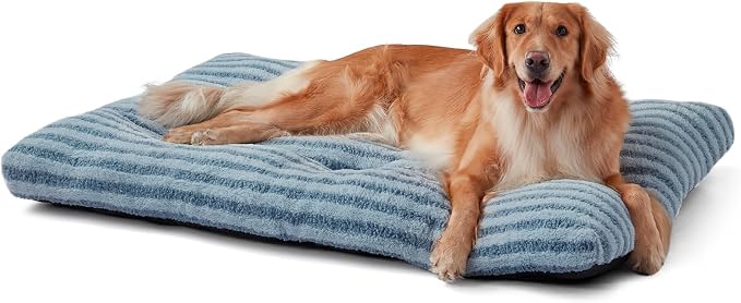 FURTIME Washable XL Dog Bed for Extra Large Dogs, Deluxe Dog Crate Beds | Comfy Fluffy Kennel Pad Anti-Slip Pet Sleeping Mat, Machine Washable Dogs Pillow, 44"x32"x4", Blue by FURTIME